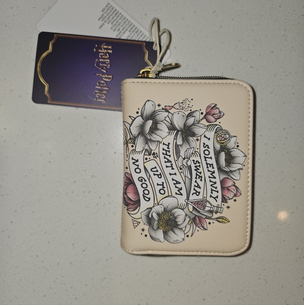 Loungefly Harry Potter Marauder's Map Floral Mini Zipper Wallet